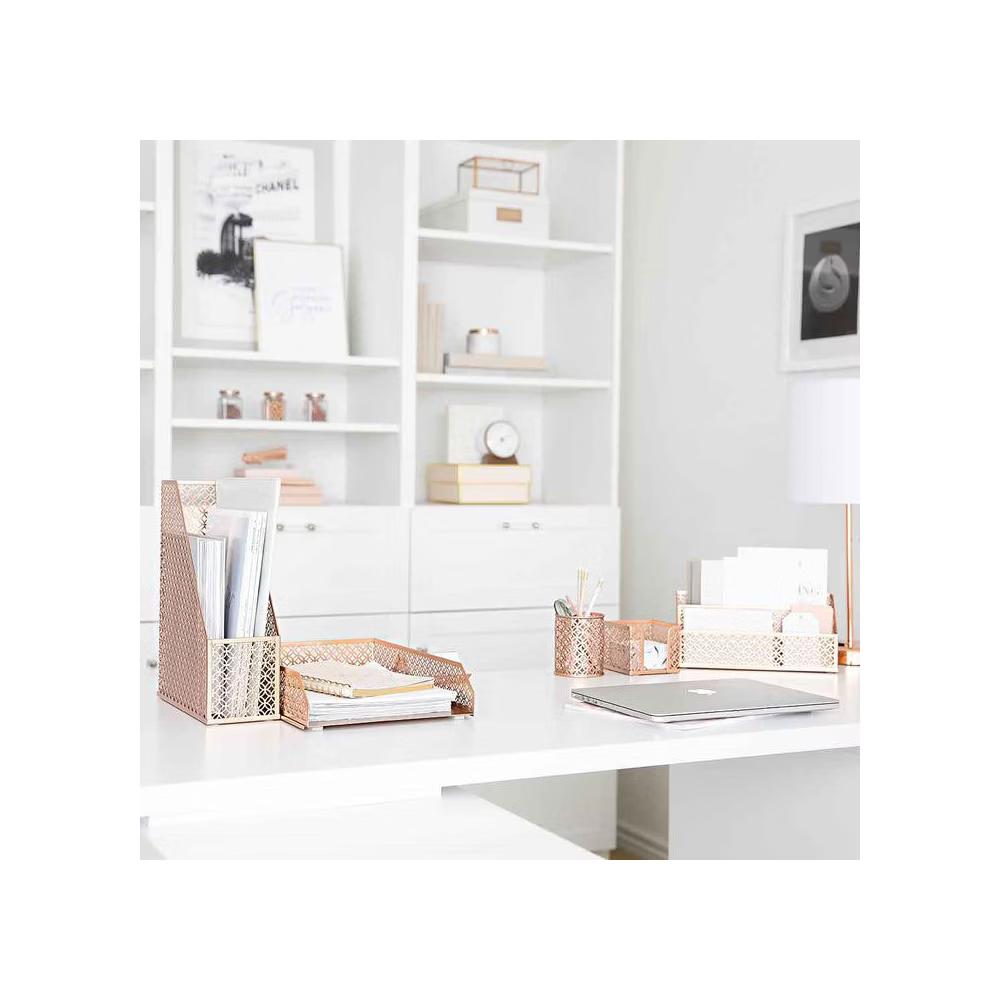 Blu Monaco Desk Organizer Set - 6-Piece Desk Accessories for Mail, Sticky Notes, Pens, Magazines & Documents - Image 37