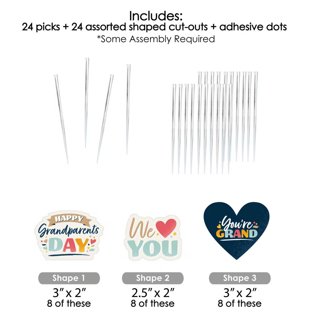 Happy Grandparents Day - Dessert Cupcake Toppers - Grandma & Grandpa Party Clear Treat Picks - Set of 24 - Image 5