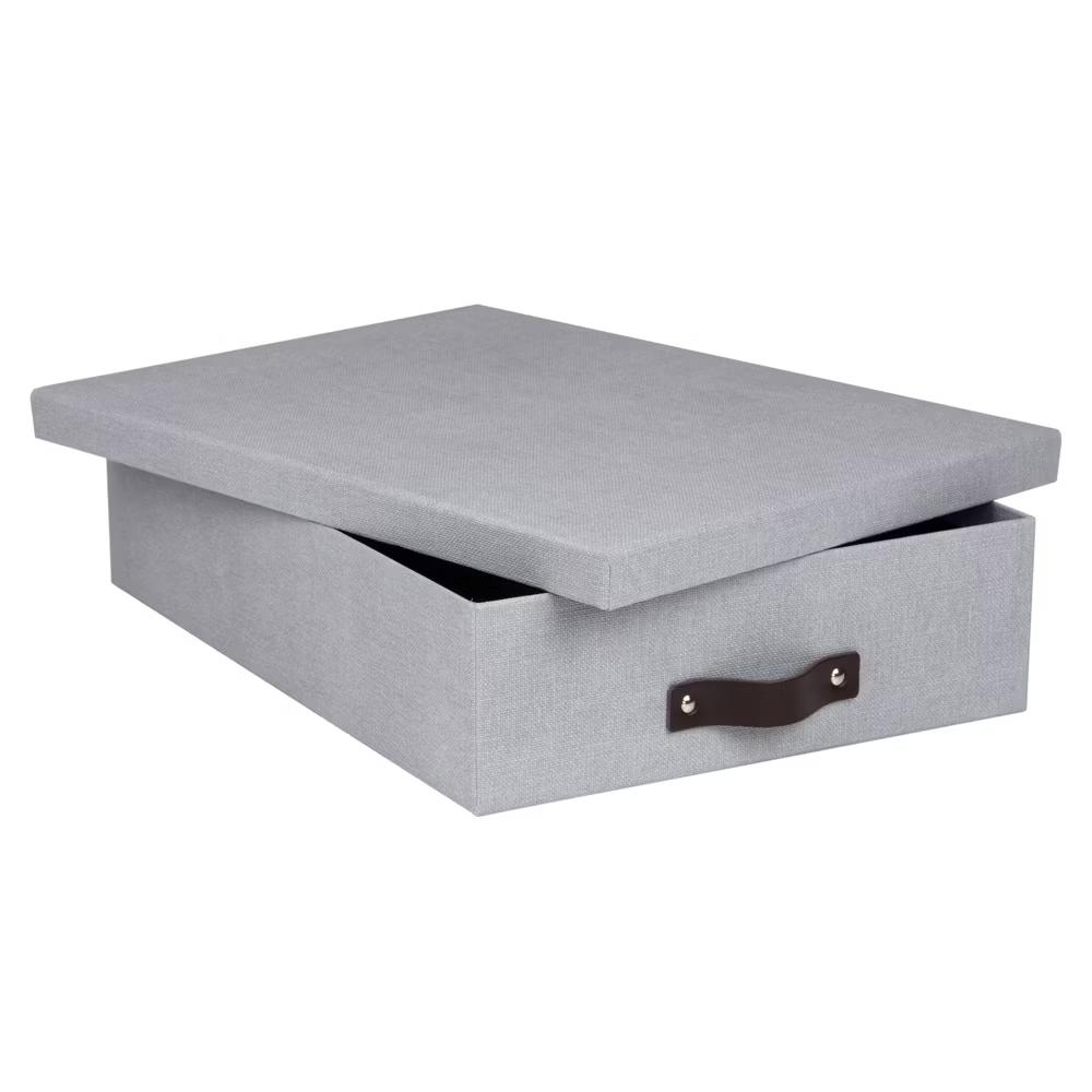 Bigso Oskar Document Letter Box with Lid and Leather Handle – Canvas Fiberboard File Organizer, 3.3" 10.2" 13.8" - Image 11