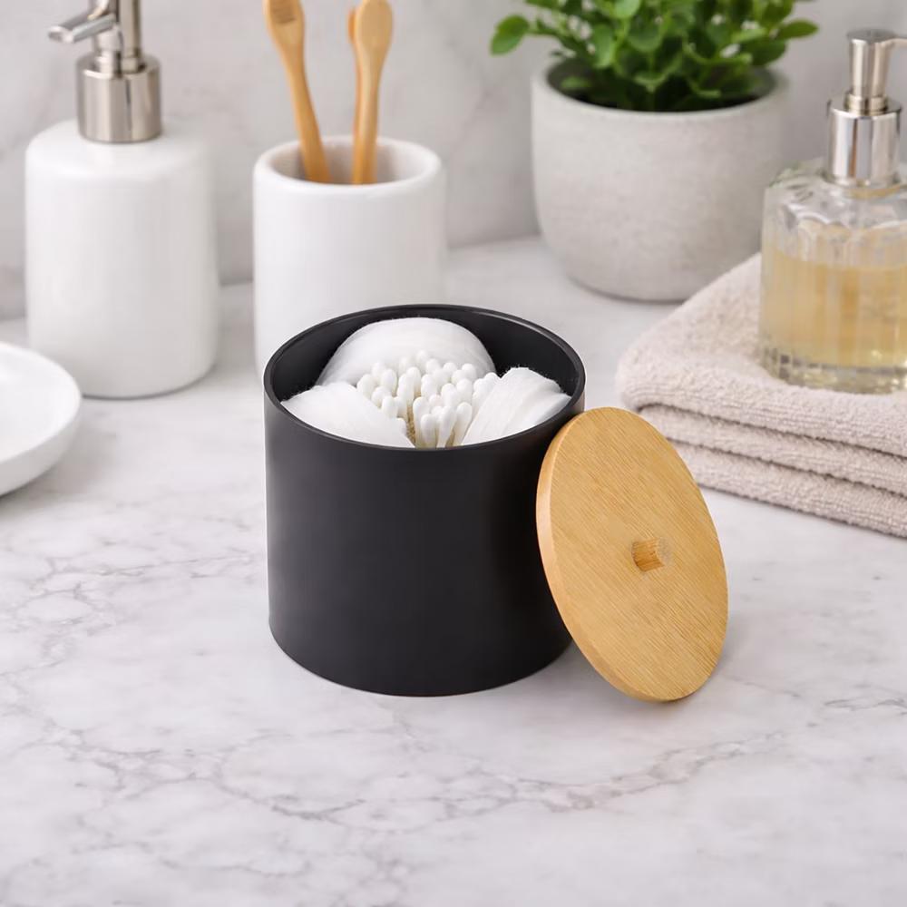 French Home Goods Cotton Pad & Q-Tip Holder with Bamboo Lid - Image 5