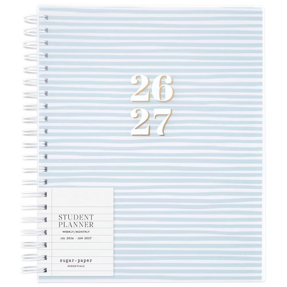 Essentials 8.5"x11" 2026-2027 Large Student Weekly/Monthly Frosted Poly Blue Stripe - Image 4
