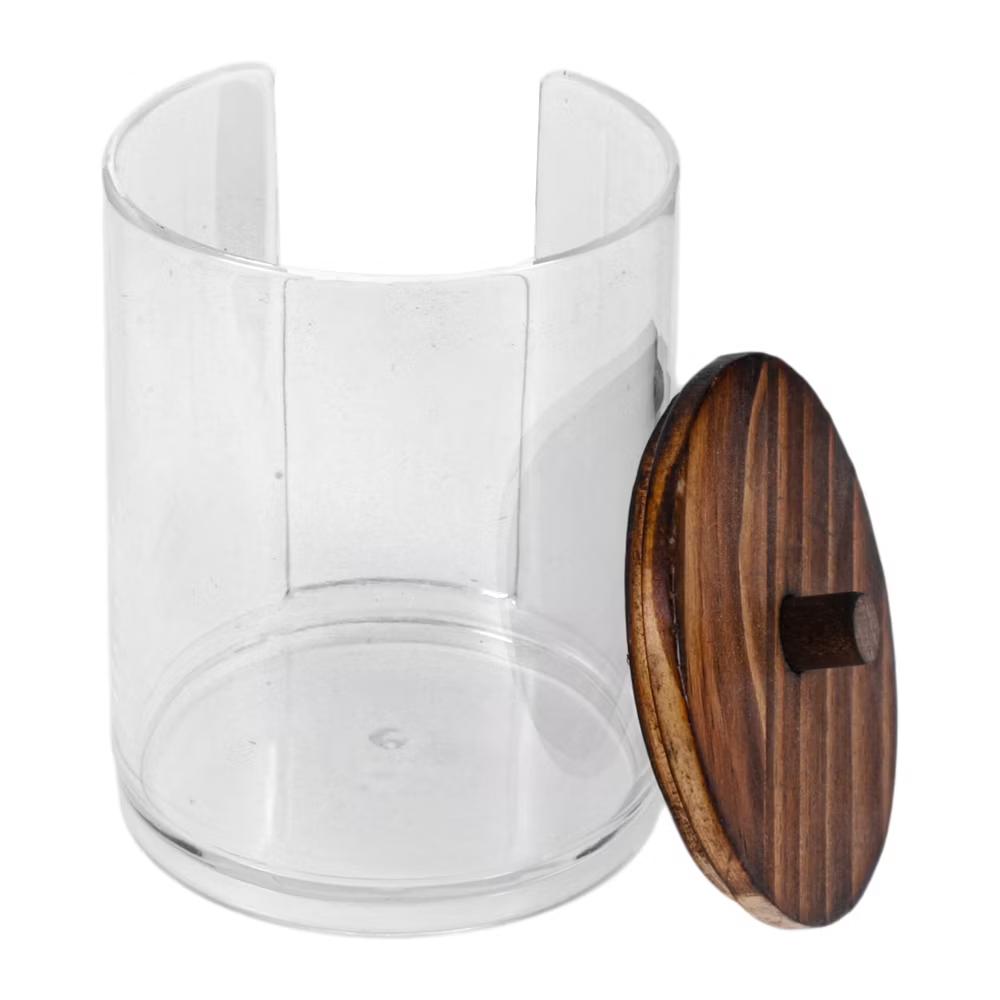 U-Shaped Cup Cylindrical Cover Acrylic Cotton Swab Holders Bathroom Transparent Dark Brown 1Pc - Image 12
