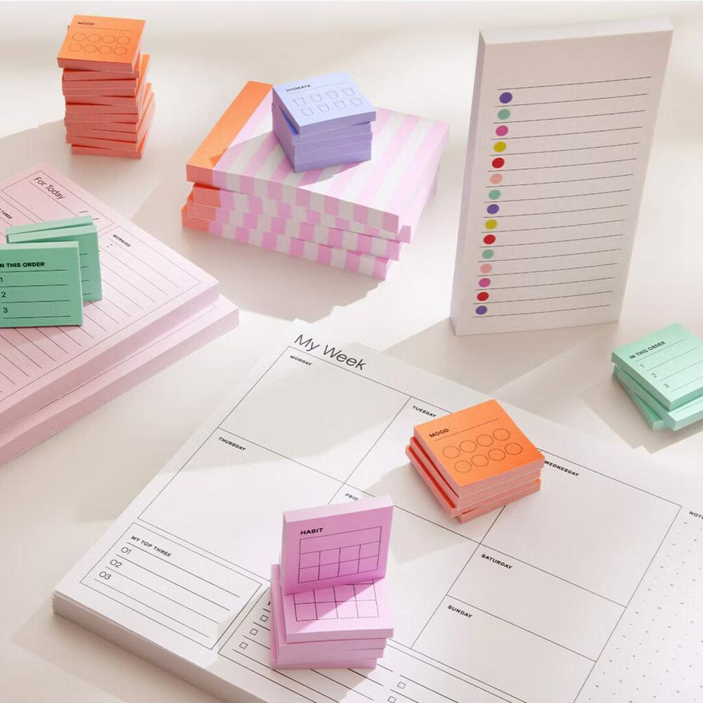 Noted by White Lined Notes with Colored Dots, Sticky Notes: 100 Sheets, 2.9x5.7", To-Do & Grocery List