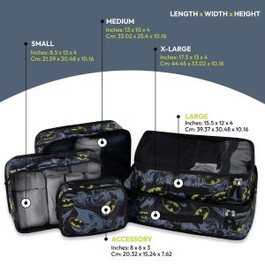 DC Comics Packing Cube Set - Robin- Joker - 5 Piece Packing Cube Travel Essential - Luggage Organizer Set