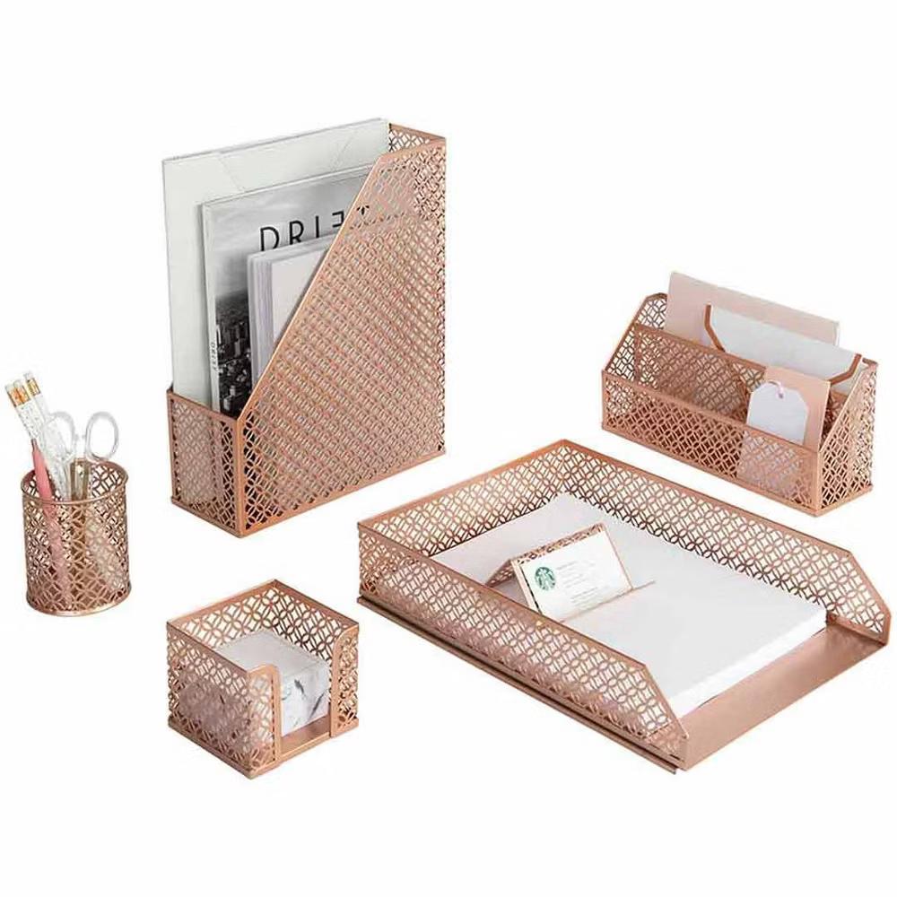 Blu Monaco Desk Organizer Set - 6-Piece Desk Accessories for Mail, Sticky Notes, Pens, Magazines & Documents - Image 32