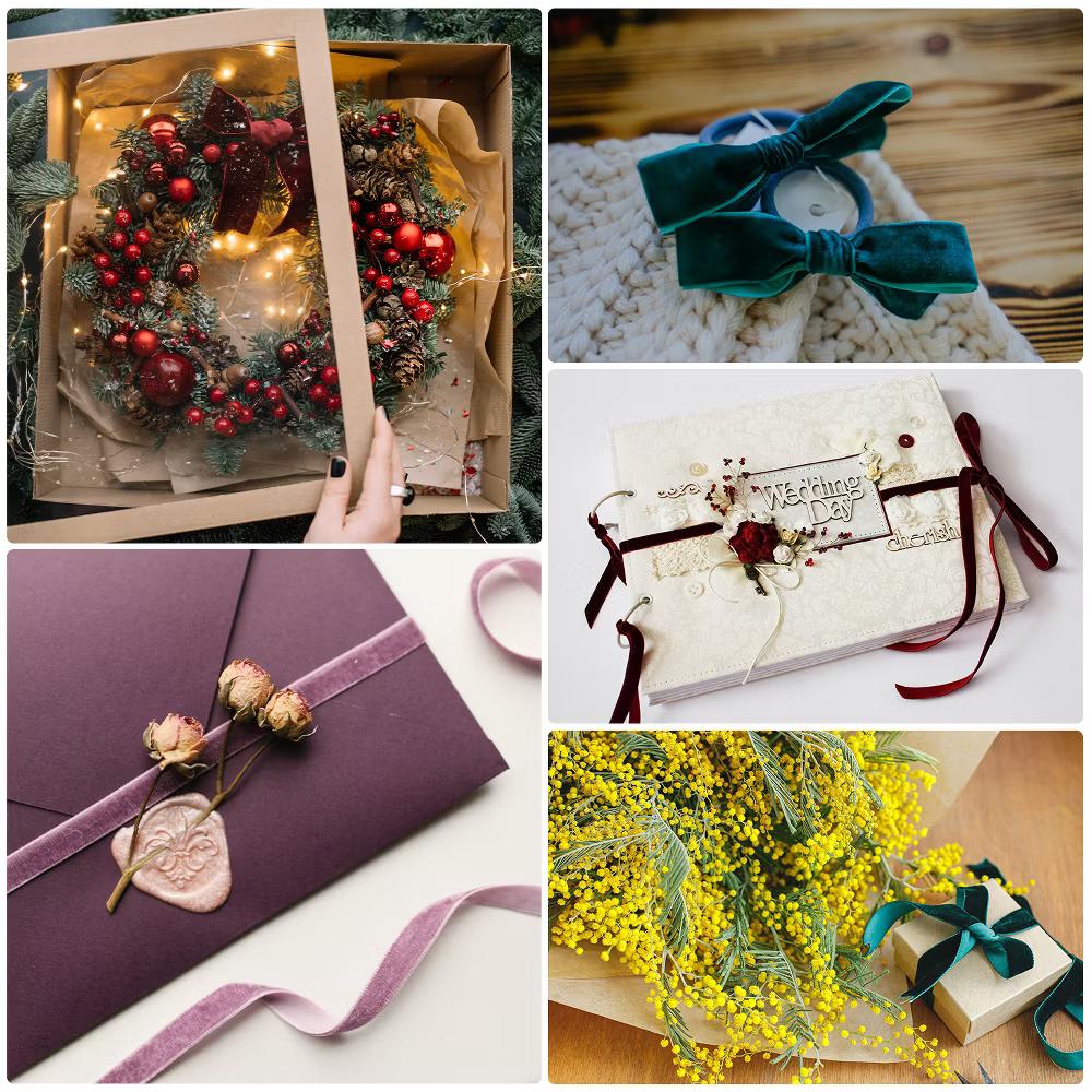 Velvet Single-Faced Vintage Soft DIY Craft Decorative Wedding Ribbon 3 Pcs - Image 14