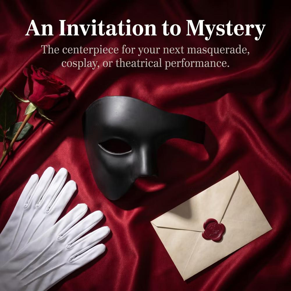 Plastic Half Face Mask for Halloween Costume Party and Mysterious Black Decor - Image 2