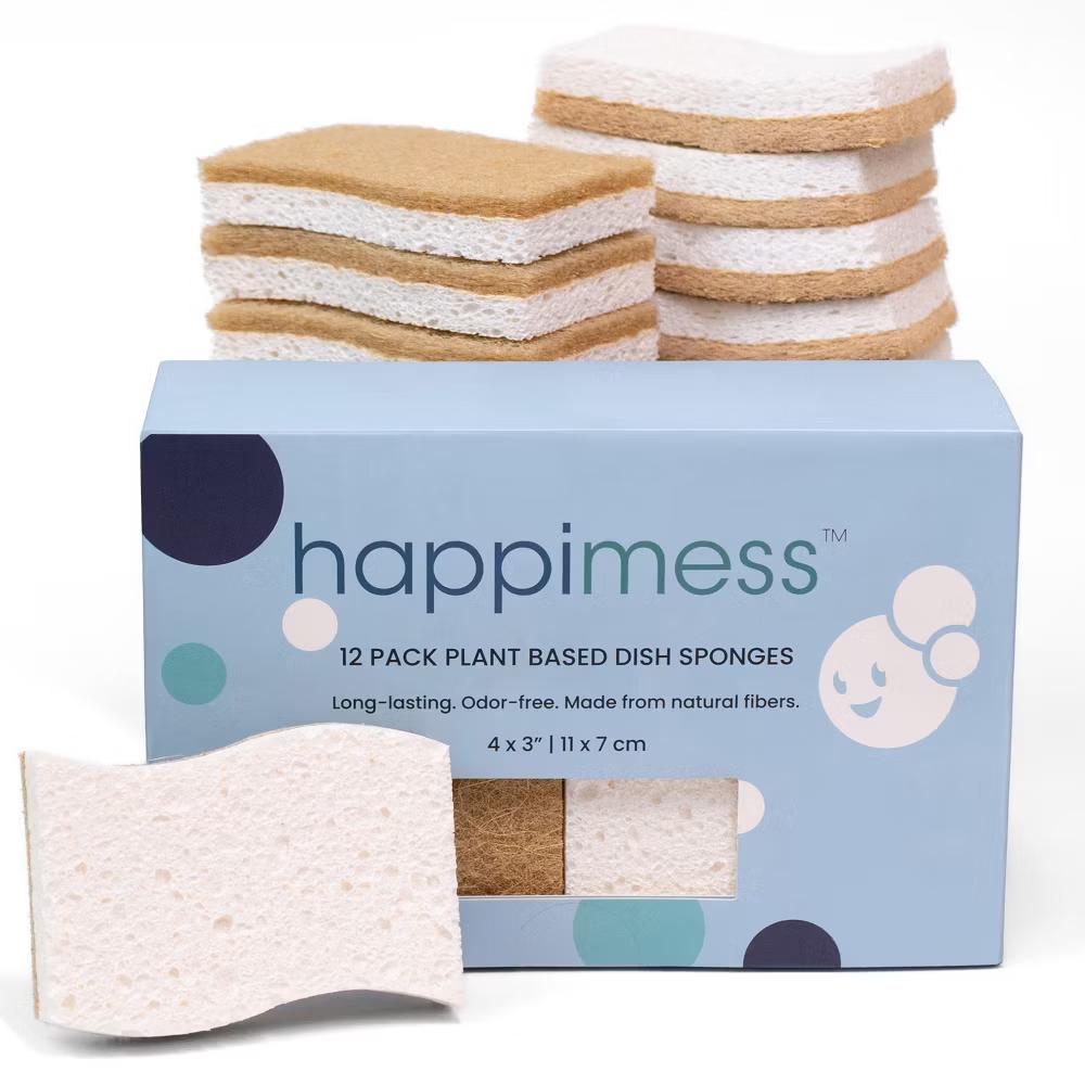 happimess Natural Plant Based Non-Scratch Sisal Hemp/Cellulose Scrubbing Dish Sponge - Image 4