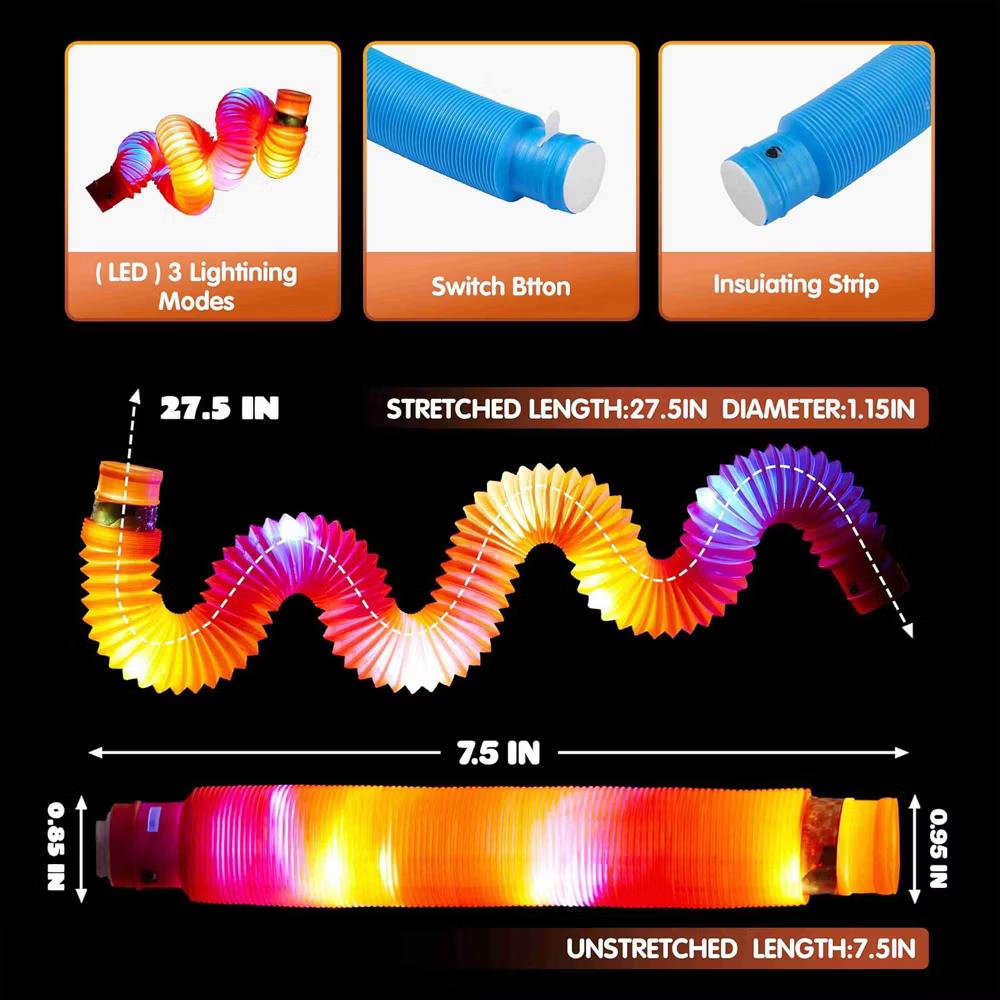 9Pcs Glow Pop Tubes Party Favors, Glow Sticks Light Up Necklaces Bracelets for Kids, Birthday Gifts, Classroom Goodie Bags, Treasure Box Toys - Image 3