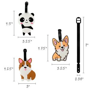 Silicone Animal Luggage Tag with ID Card (Set of 3)