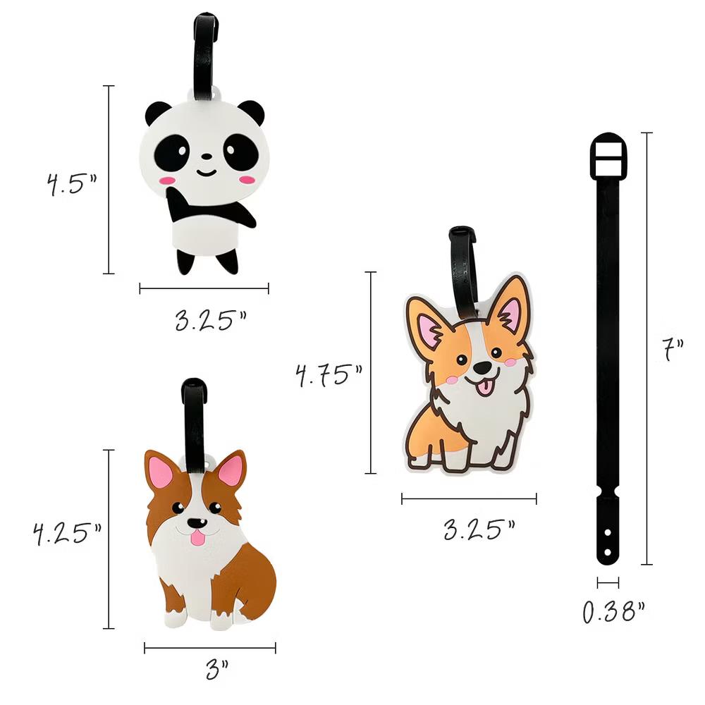 Silicone Animal Luggage Tag with ID Card (Set of 3)