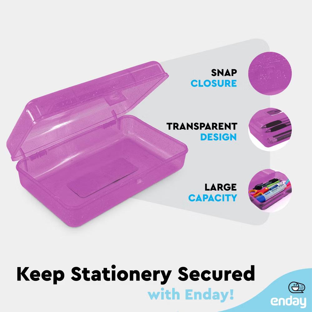 Plastic Pencil Box with Snap Closure Lids, Small Utility Storage Crayon School and Office Supplies Case Organizer - Image 30
