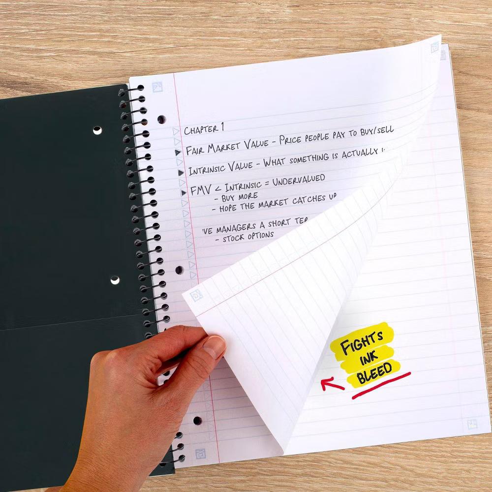 Five Star 220 Sheets College Ruled Notebook Feature Rich White: 5 Subject, Spiral, 3 Hole Punched, Perforated Pages - Image 4