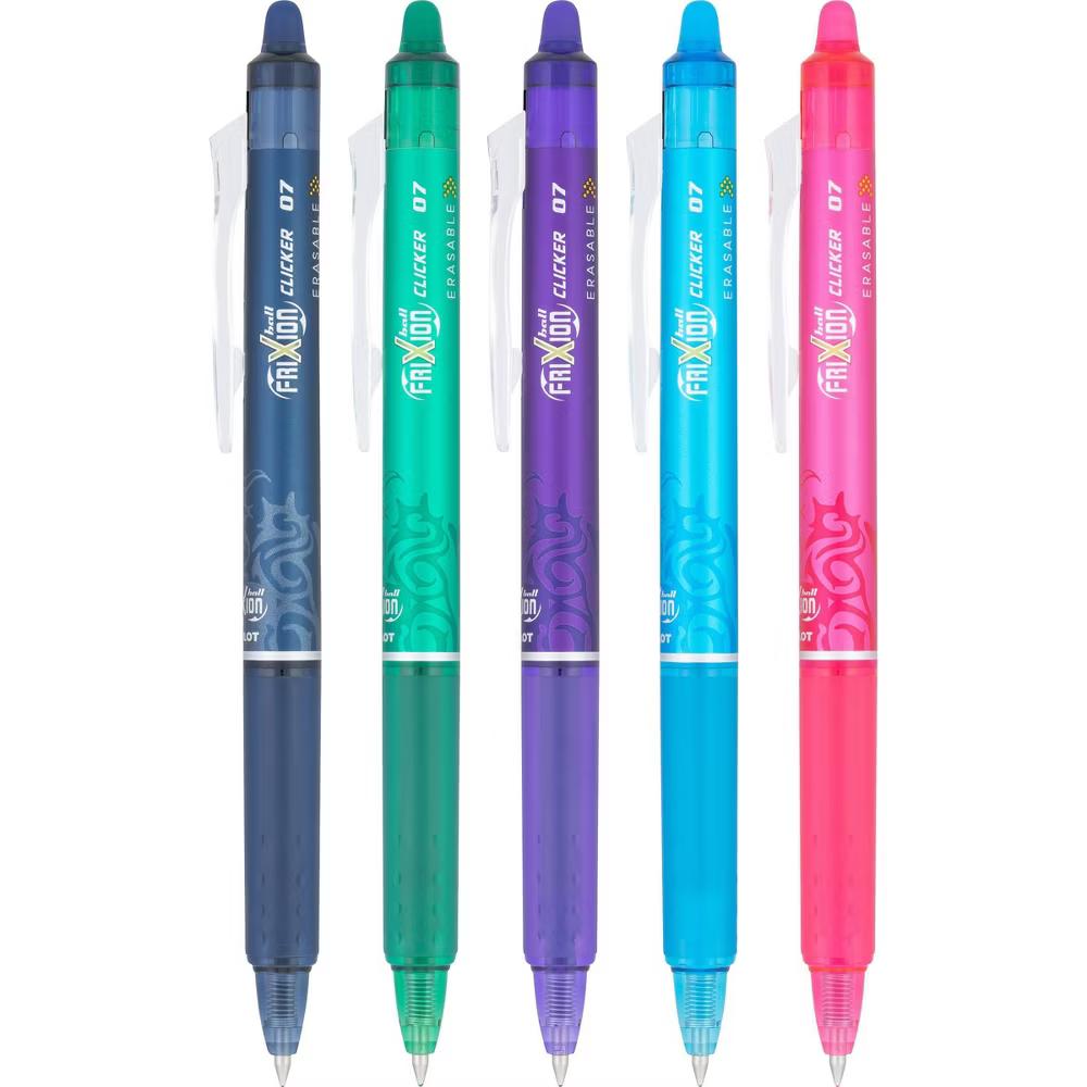5pk FriXion Clicker Erasable Gel Pens Fine Point 0.7mm Assorted Inks