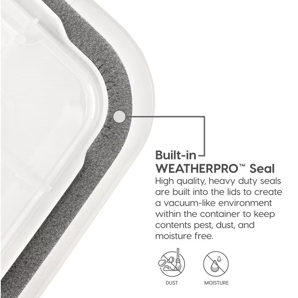 USA Letter Legal Size File Box 32qt WEATHERPRO Airtight Plastic Storage Bin with Lid and Seal and Secure Latching Buckles - Image 8