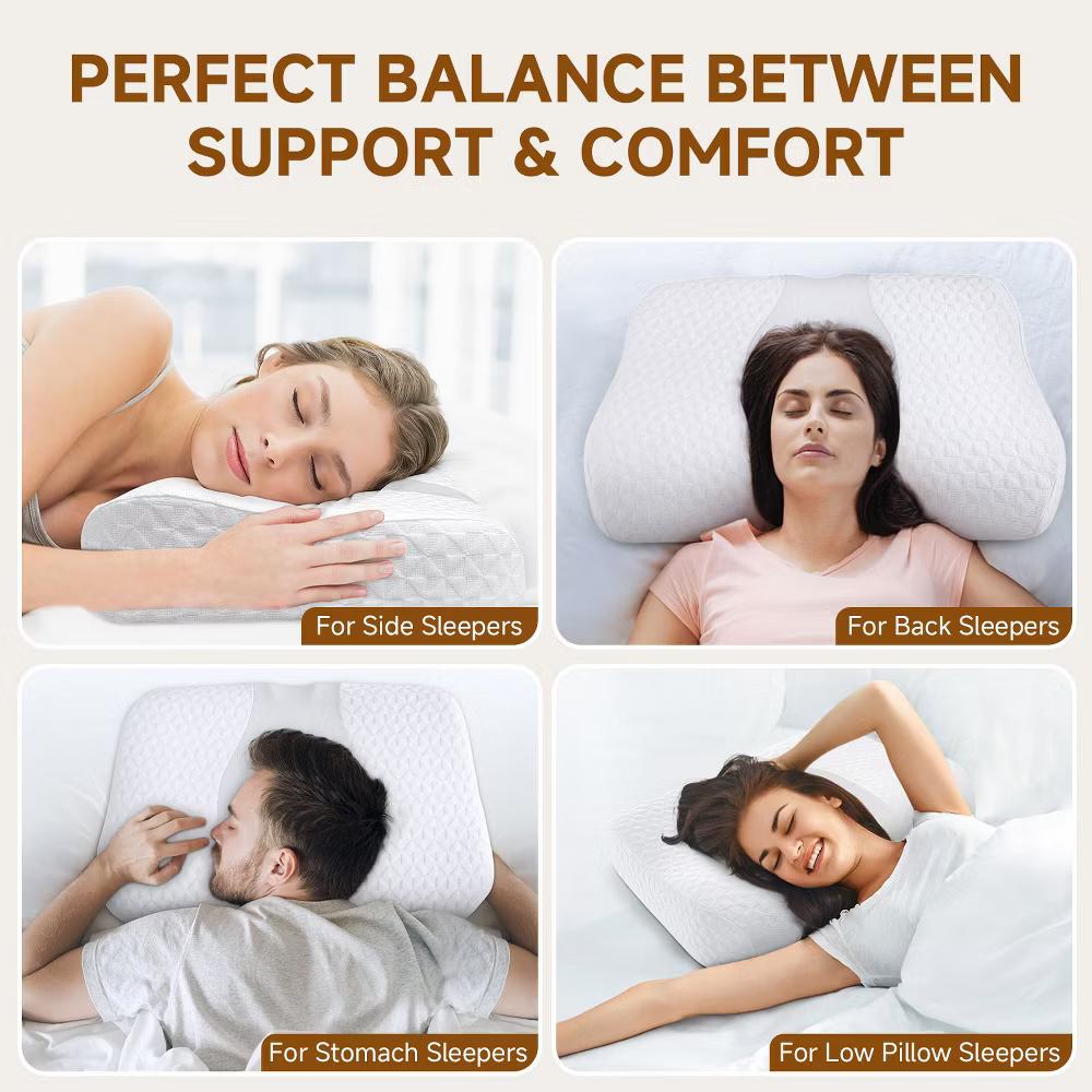 Neck Pillow Memory Foam Contour Pillow for Pain Relief Cervical Pillow for Sleeping, Ergonomic Pillow for Side Back Stomach Sleeper - Image 9