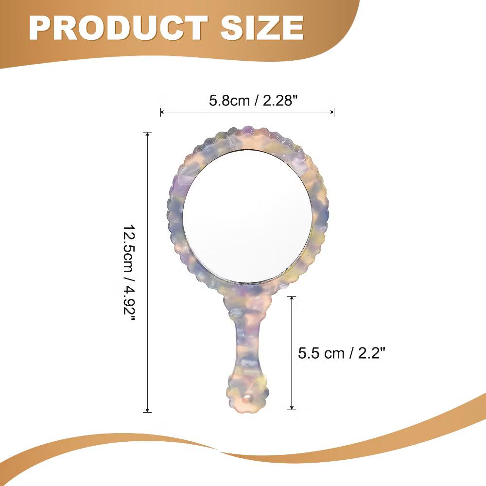 Oval Vintage Acetic Acid Handle Cosmetic Travel Hand Held Mirror - Image 11