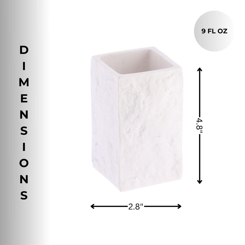 French Home Goods Modern Square Resin Stone Effect Bathroom Tumbler – Versatile Toothbrush Holder, Makeup Brush Cup and Countertop Organizer - Image 26