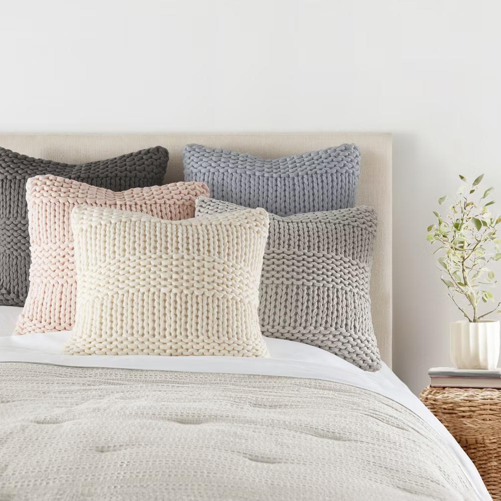 Cozy Chunky Knit Throw Pillow Cover And Pillow Insert