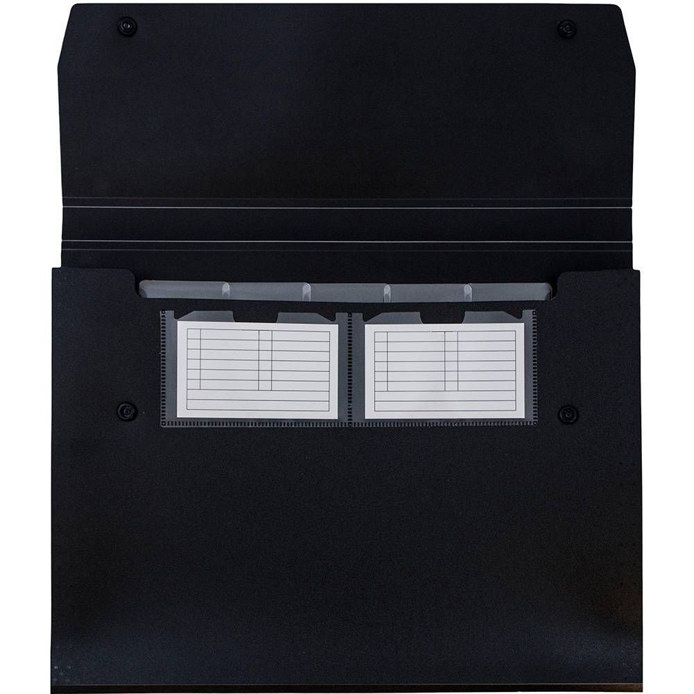 9" 13" 6 Pocket Plastic Expanding File Folder with Snap Closure - Letter Size - Black: Accordion Organizer