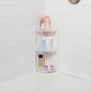 Trilateral Tower Caddy White - Plastic, Rust-Resistant Bath Organizer for Dorm