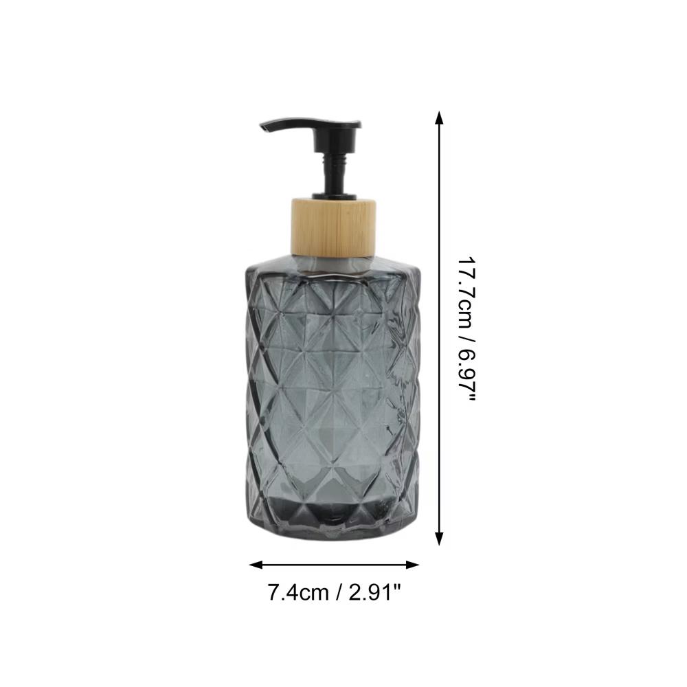 Reusable Round Bottom Diamond Pattern Soap Dispenser 11.16oz 1 Pc - Image 2