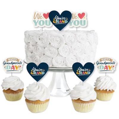 Happy Grandparents Day - Dessert Cupcake Toppers - Grandma & Grandpa Party Clear Treat Picks - Set of 24