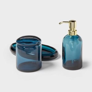 Colored Glass Bath Canister Blue