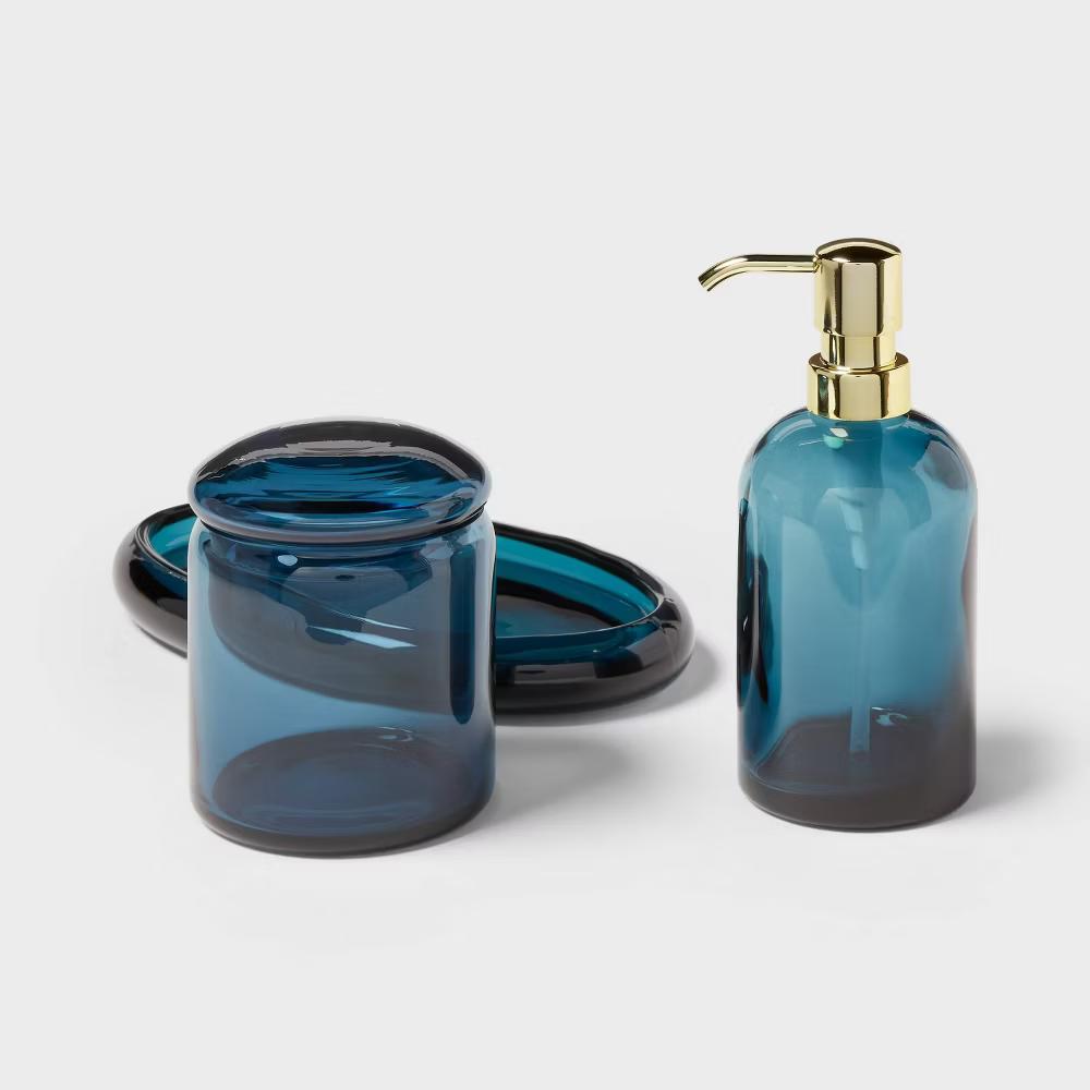 Colored Glass Bath Canister Blue