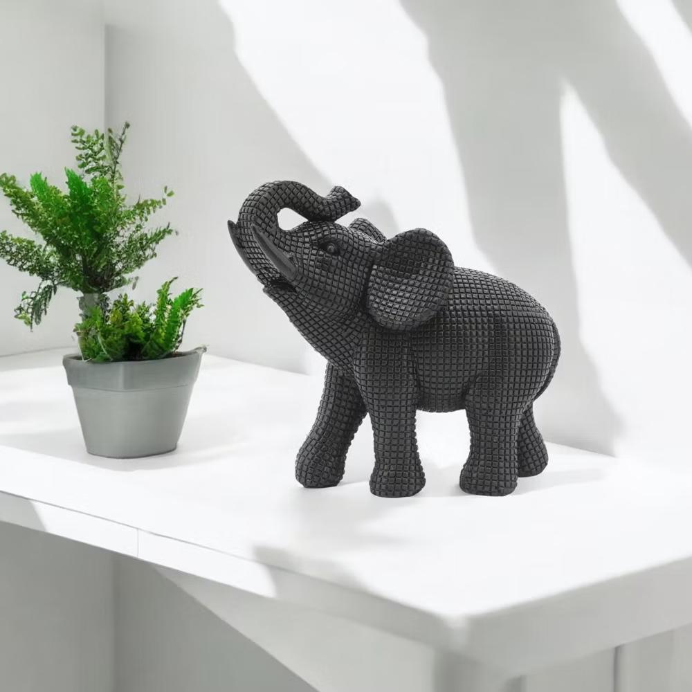 Sagebrook Home 7" Elephant Sculpture - Decorative Polyresin Elephant Statue For Home Decor - Table Accent, Desktop Figurine - Image 5
