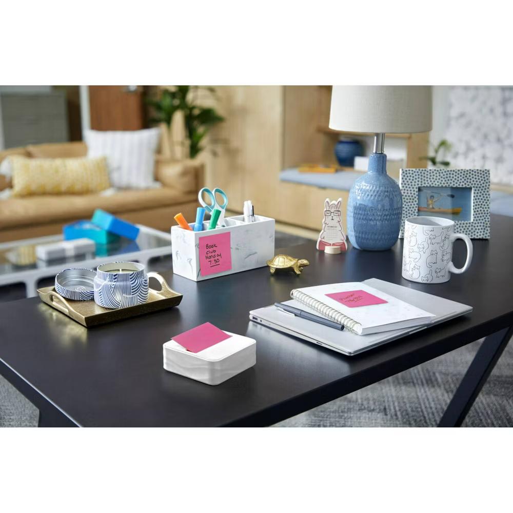 Dispenser Wave White: Plastic Desk Organizer & Note Holder, 3.422" Height, 3.641" Width, 1.25" Depth - Image 7