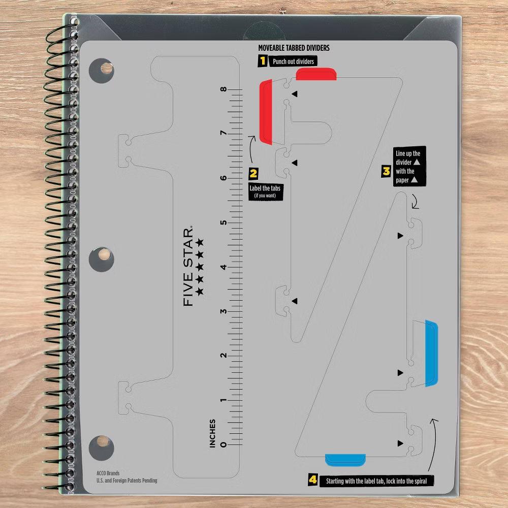 Five Star 220 Sheets College Ruled Notebook Feature Rich White: 5 Subject, Spiral, 3 Hole Punched, Perforated Pages - Image 5