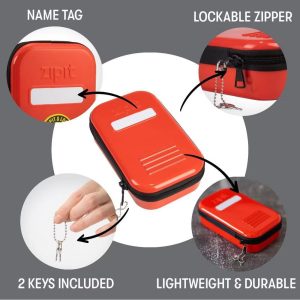 ZIPIT Lock Pencil Case for Kids, Red Pencil Box