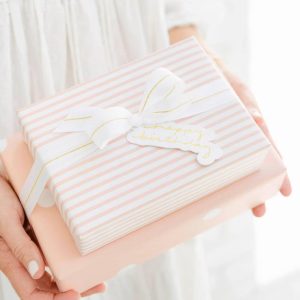 2pk 118"x30" Polka Dot and Striped Wrapping Paper Set Pink/White