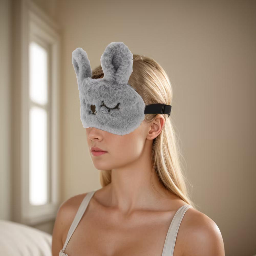 Soft Rabbit Eyes Sleep Mask Gray 1 Pc - Image 6