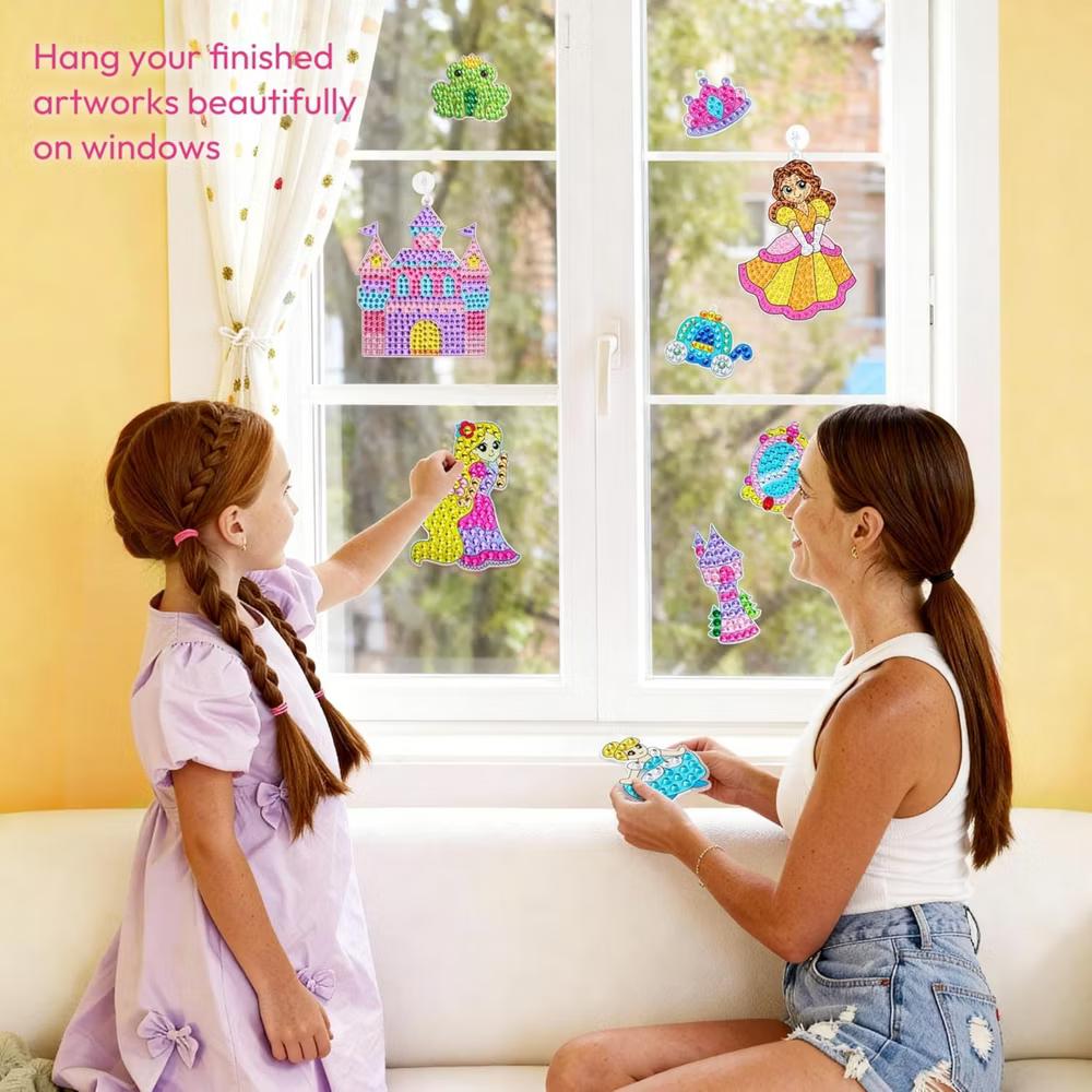 16 Pcs Gem Art Kit for Kids - 2 Styles, Diamond Painting Craft with 5D Gem, Arts & Crafts DIY Kit, Birthday Christmas Gift for Girls Ages 6-12 - Image 10