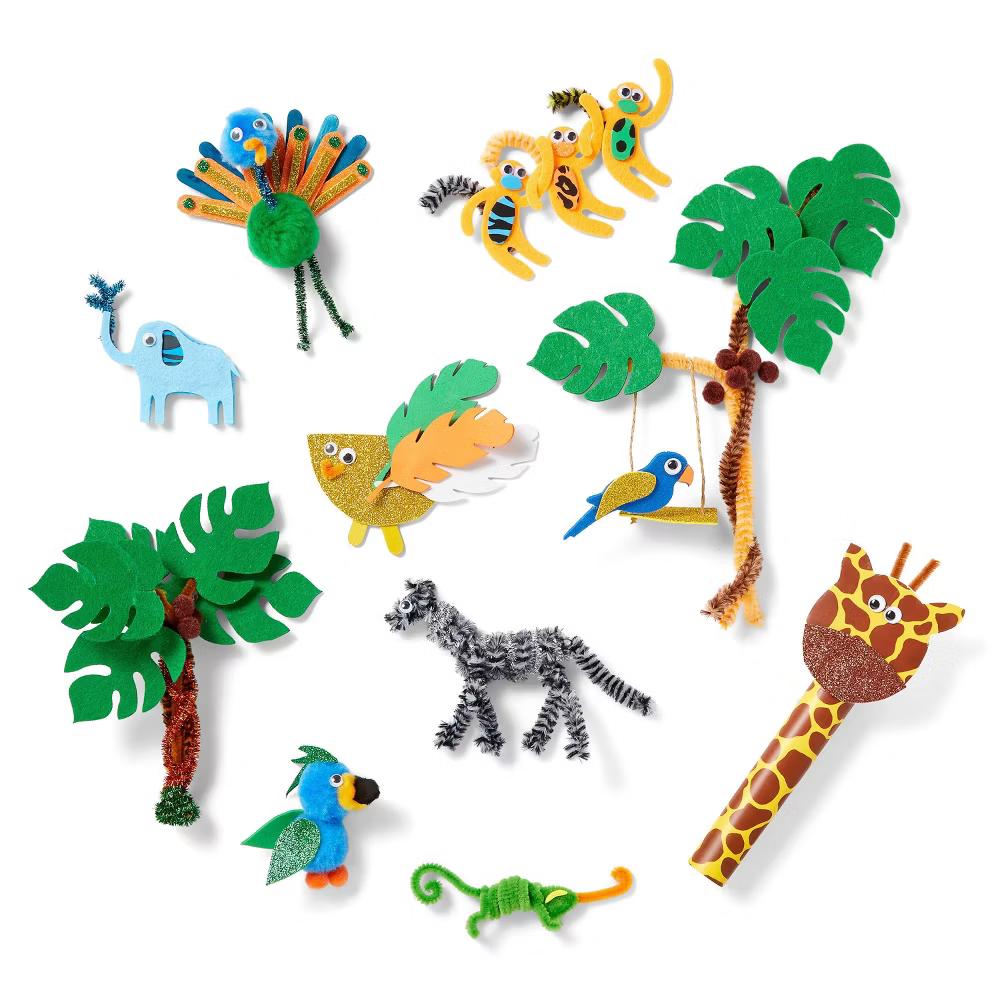 273pc Jungle Bucket of Crafts - DIY Art Kit, Includes Pom Poms, Acrylic Material, Ages 6 - Image 2
