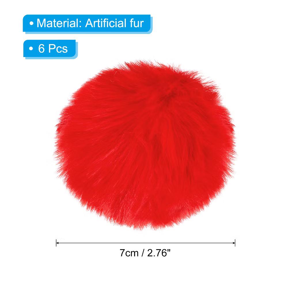 Fluffy Soft Elastic Faux Fur Pom Poms for Hats Scarves Gloves 6 Pcs - Image 22