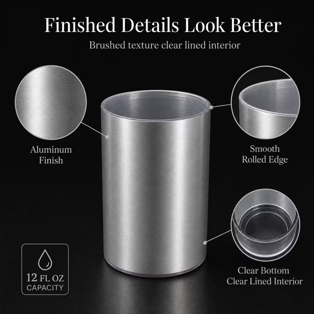 French Home Goods Modern Brushed Bathroom Tumbler – Sleek Toothbrush Holder, Cup, or Countertop Organizer - Image 11
