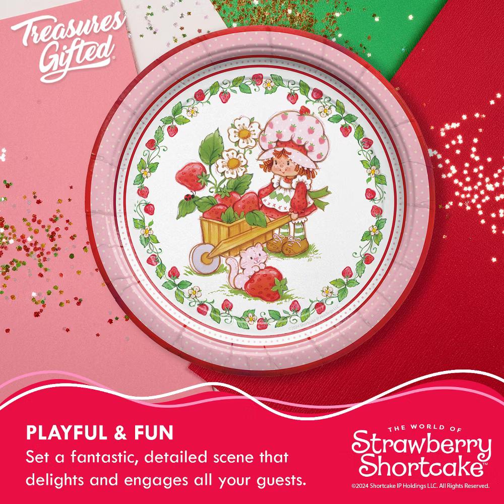 Treasures Gifted Strawberry Shortcake Dinner Plates 9in - Disposable Paper Plates - Strawberry Shortcake Birthday Party Supplies - Image 5