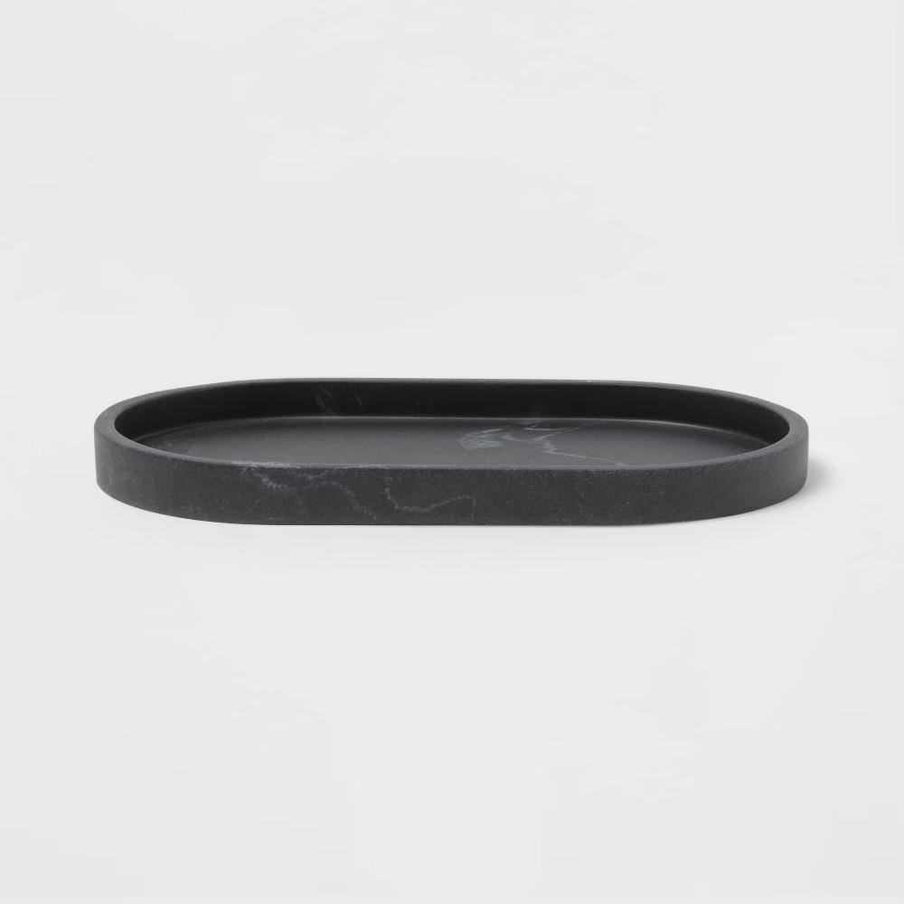 Marble Bath Tray Black - Resin Vanity Accessory, Spot Clean, 9.49" Depth - Image 4