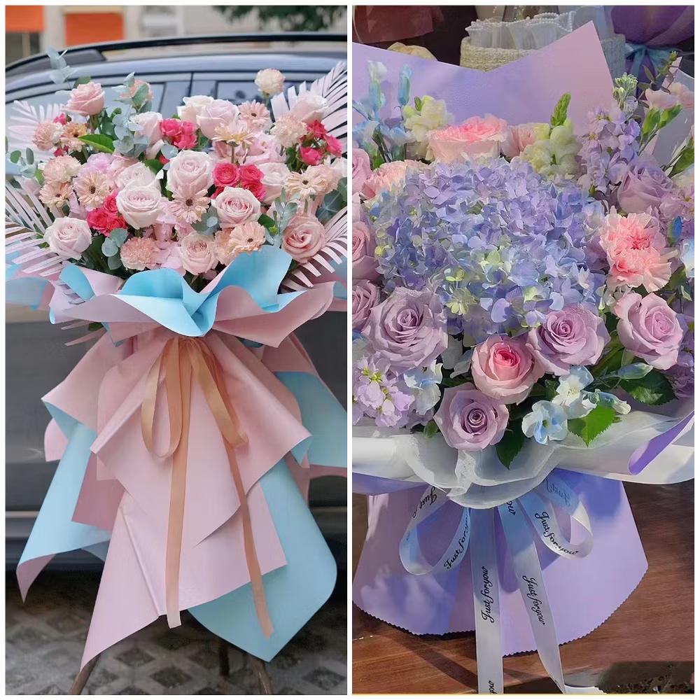 DIY Crafts Waterproof Flower Wrapping Paper with Ribbon 20 Sheets