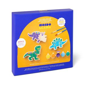 3pk Paint-Your-Own Wood Dinosaur Set - Non-Toxic Craft Kit with Acrylic Paints & Brushes for Kids 3