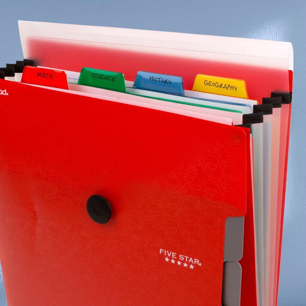 Five Star 9 Pocket Expanding File Folder Fire Red - Image 6