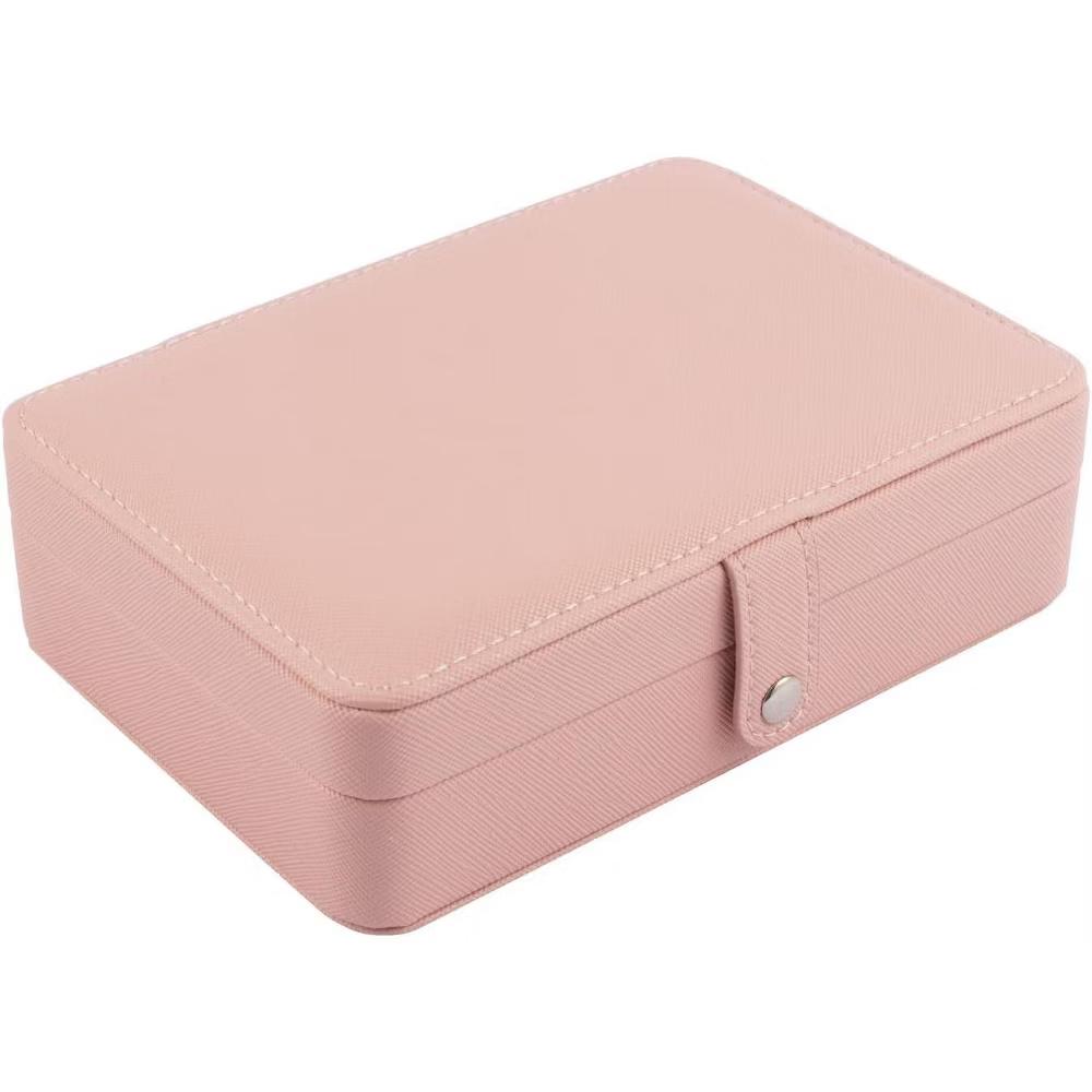 Zodaca Pink Jewelry Travel Organizer Case, Portable Storage Box Holder for Rings Earrings Necklaces, Gifts for Women - Image 9