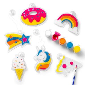 Create-Your-Own Suncatchers Kit - DIY Painting Craft Kit for Kids, Includes 2 Brushes, 20 Pieces, Ages 6