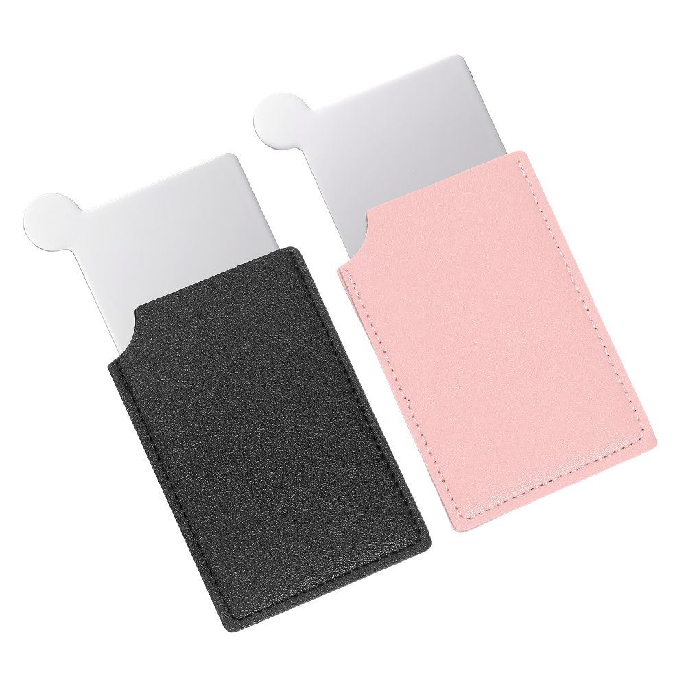 Small Rectangle Travel Women Portable Pocket Mirror with Leather Case 2 Pcs - Image 13