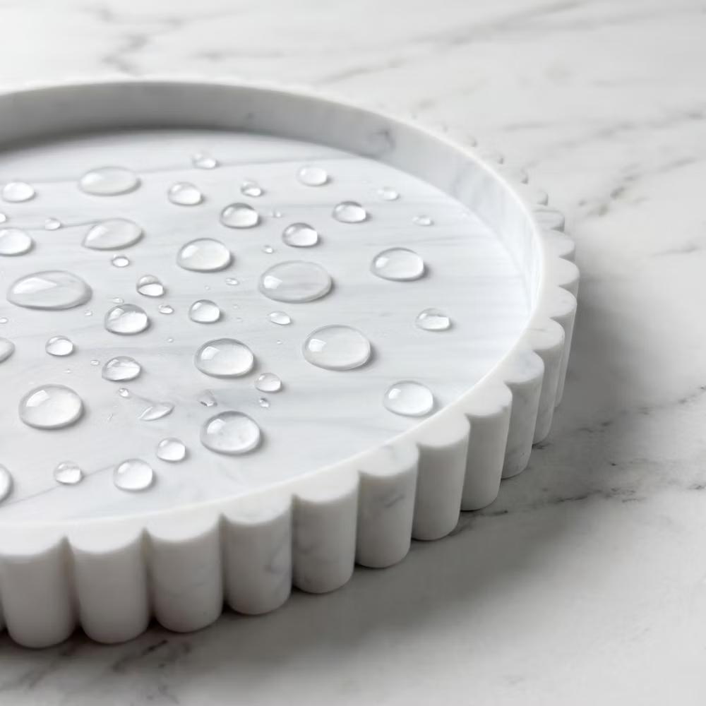 2Pc Round Silicone Vanity Tray Set Decorative Catchall Organizer for Bathroom Countertop Perfume White - Image 64
