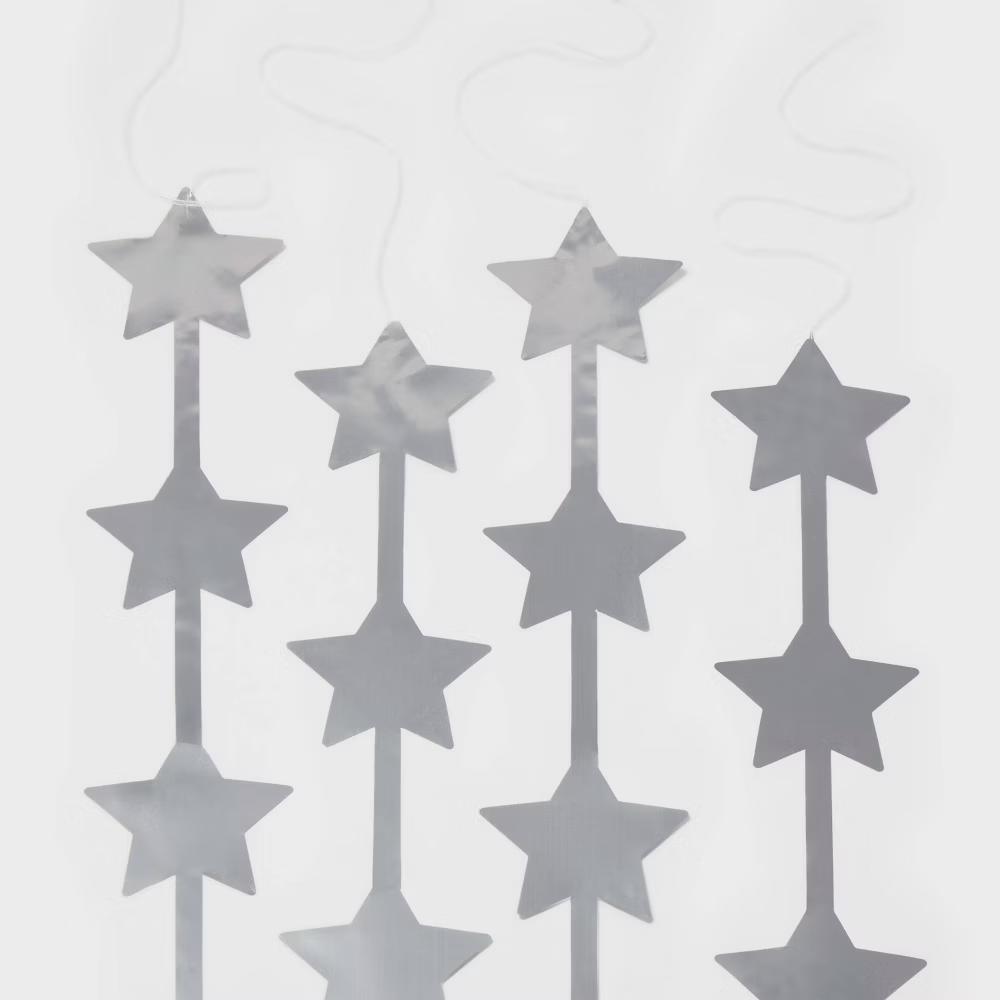 Star Foil Party Backdrop Decoration Silver - Image 2