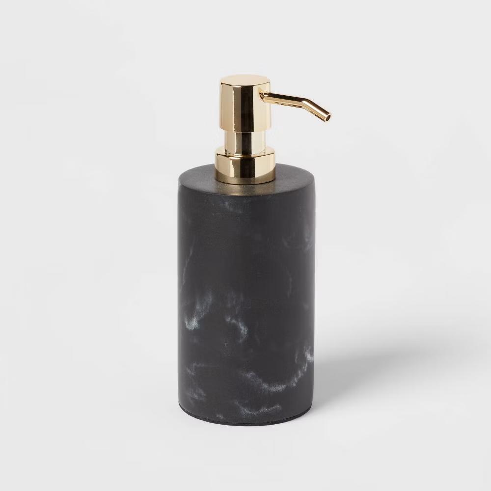 Marble Soap Pump Black - Resin Bathroom Dispenser, Refillable, Spot Clean, 250ml Capacity - Image 3
